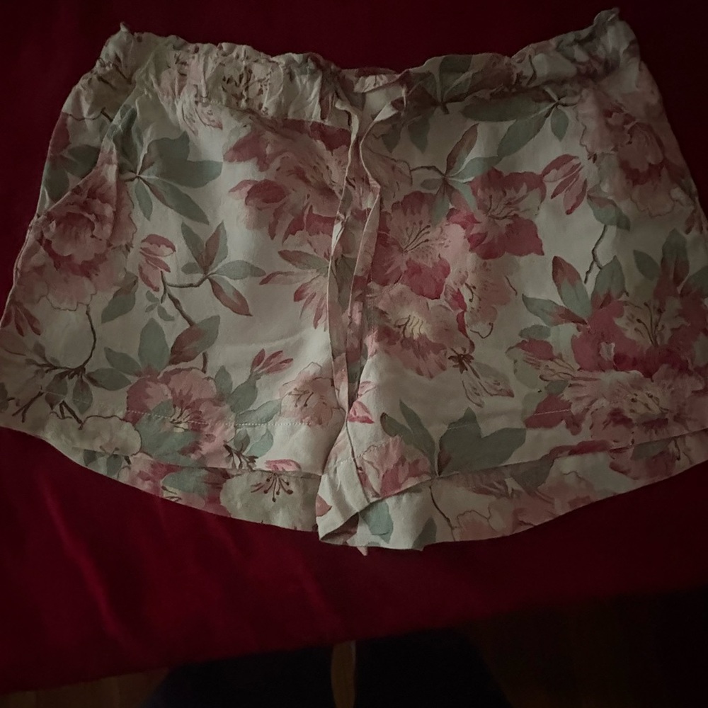 LOFT High Waist Floral Shorts - Pink and Green